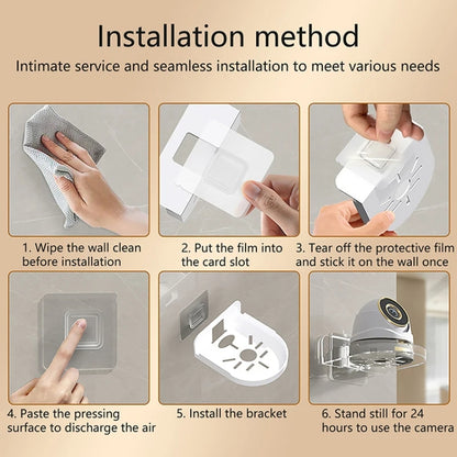 Traceless Wall Mounted Camera Bracket Home No-Punch Surveillance Rack Router Shelf, Transparent