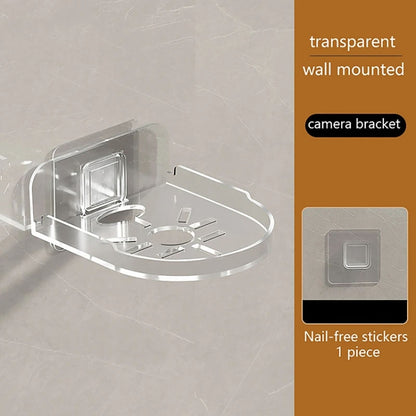 Traceless Wall Mounted Camera Bracket Home No-Punch Surveillance Rack Router Shelf, Transparent