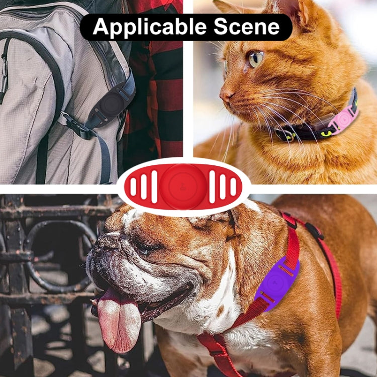 For Airtag Binaural Cover Waterproof Tracker Case Pet Collar Locator Silicone Cover, Black, White, Red, Pink, Yellow, Matcha Green, Light Purple, Violet Purple, Mint Green, Light Blue, Luminous Pink, Luminous Green, Luminous Blue