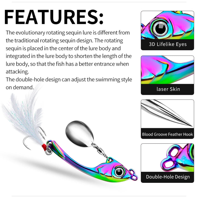 PROBEROS DW570 Leurres de pêche, Paillettes tournantes, Lancer Long, Tremblement, Nage VIB, Micro Tremblement, Appât en alliage de zinc, 9g, 13g, 17g