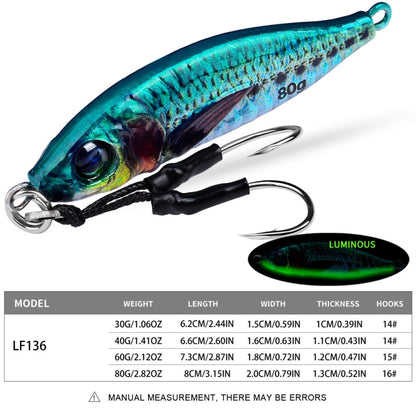 Leurre de pêche PROBEROS LF136, imitation appât 3D peint au pistolet, longue portée, eau douce, pour la pêche des fauvettes et achigans. Poids : 40g, 60g, 30g, 80g