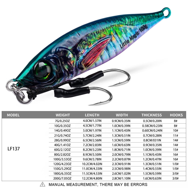 PROBEROS LF137 Leurre bionique 3D peint par pulvérisation, leader de ligne, poisson, longue distance, pêche en eau douce ou salée, appât lumineux, 28g, 40g, 60g, 100g, 120g, 180g, 80g, 150g, 200g