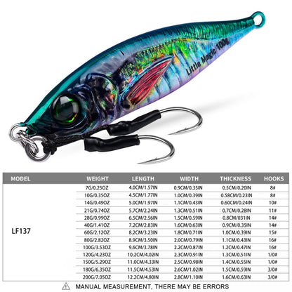 PROBEROS LF137 Leurre bionique 3D peint par pulvérisation, leader de ligne, poisson, longue distance, pêche en eau douce ou salée, appât lumineux, 28g, 40g, 60g, 100g, 120g, 180g, 80g, 150g, 200g