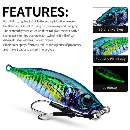 PROBEROS LF137 Leurre bionique 3D peint par pulvérisation, leader de ligne, poisson, longue distance, pêche en eau douce ou salée, appât lumineux, 28g, 40g, 60g, 100g, 120g, 180g, 80g, 150g, 200g