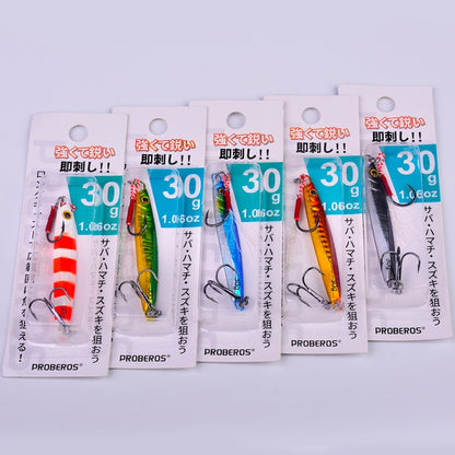 PROBEROS LF128 Leurre de pêche longue distance Plaque en fer Plomb Poisson Pêche en eau douce et mer Basse de pêche Métal Paillettes Appâts, 7g, 10g, 15g, 20g, 30g