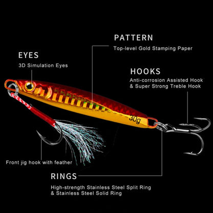 PROBEROS LF128 Leurre de pêche longue distance Plaque en fer Plomb Poisson Pêche en eau douce et mer Basse de pêche Métal Paillettes Appâts, 7g, 10g, 15g, 20g, 30g