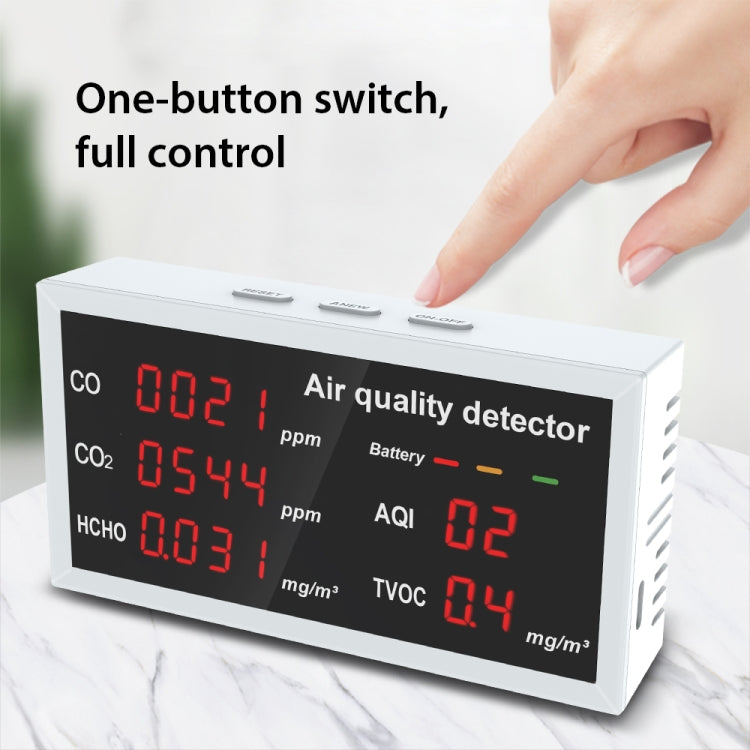 5-in-1 Indoor Home Portable Air Monitor TVOC Formaldehyde Detector, 5-in-1(White), 5-in-1(Light Gray)