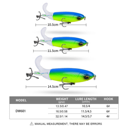 PROBEROS DW601 Leurre de pêche rotatif à 360 degrés, hélice, leurre de surface, poisson flottant, 11,5 cm/16,5 g, 14,5 cm/32,5 g, 10,5 cm/13,5 g