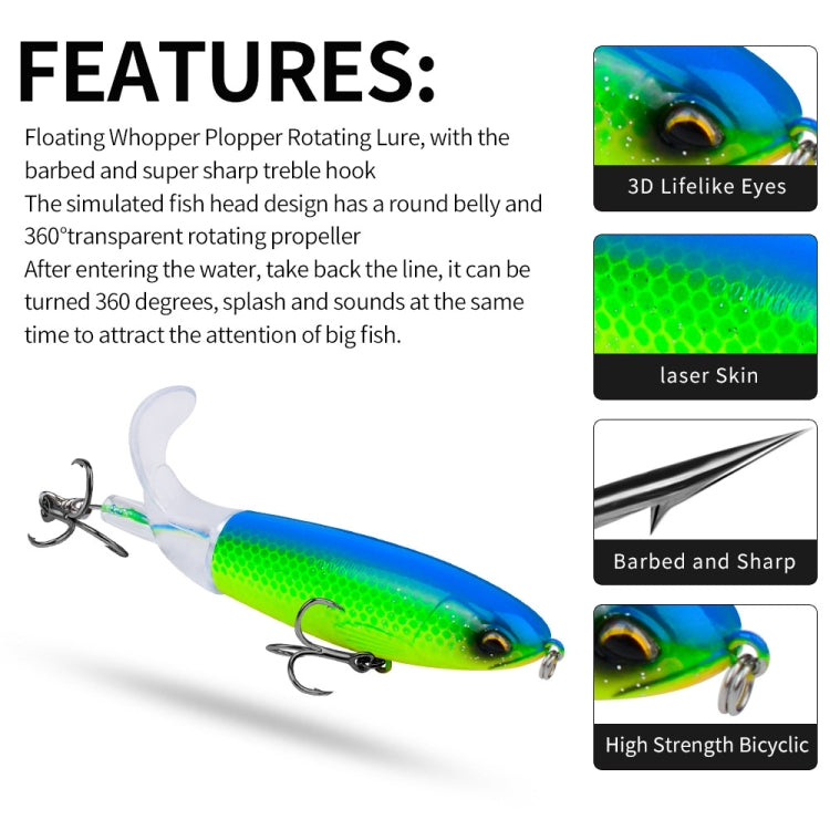 PROBEROS DW601 Leurre de pêche rotatif à 360 degrés, hélice, leurre de surface, poisson flottant, 11,5 cm/16,5 g, 14,5 cm/32,5 g, 10,5 cm/13,5 g