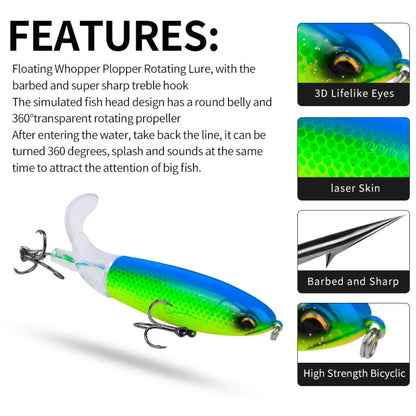 PROBEROS DW601 Leurre de pêche rotatif à 360 degrés, hélice, leurre de surface, poisson flottant, 11,5 cm/16,5 g, 14,5 cm/32,5 g, 10,5 cm/13,5 g