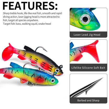 PROBEROS DW6087 Leurre souple T-Tail pour bar, pêche en bateau, appât bionique, 7,5 cm/13,5 g
