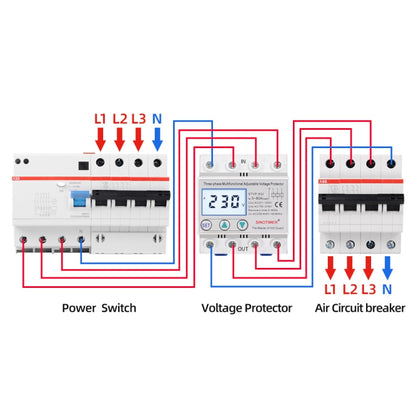 3-phase 380V LCD Self-resetting Adjustable Surge Voltage Protector, SINOTIMER STVP-932 40A, SINOTIMER STVP-932 50A, SINOTIMER STVP-932 63A, SINOTIMER STVP-932 80A