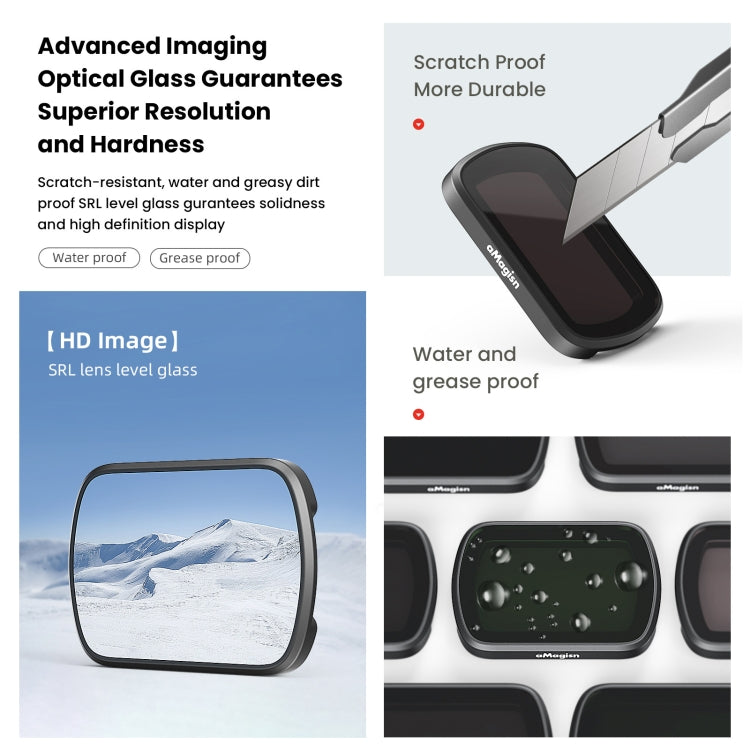 For DJI Osmo Pocket 3 aMagisn HD Double Sided Coated Filters Sports Camera Protective Goggles, CPL, ND16+ND64+ND256 + CPL, ND16+ND64+ND256+ND1000