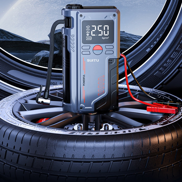 SUITU ST-9631 8 pièces/ensemble, pompe gonflable de démarrage d'urgence pour batterie de voiture portable, clip ordinaire