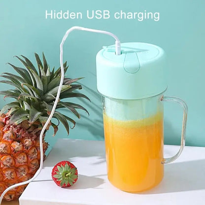 420ml 6 Blades Straw Juice Cup USB Charging Portable Fruit Juicer Smoothie Maker
