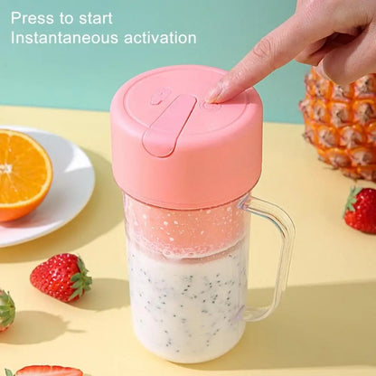 420ml 6 Blades Straw Juice Cup USB Charging Portable Fruit Juicer Smoothie Maker