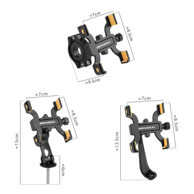 BENGGUO Bicycle Aluminum Alloy Four-claw Cycling Mobile Phone Holder, Handlebars, Stem Style, Rear View Mirror