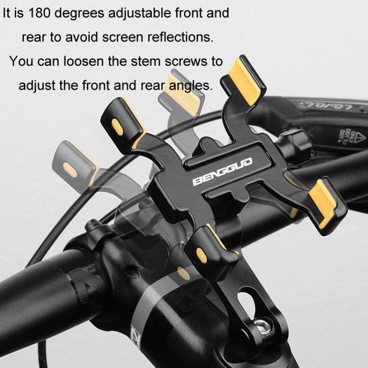 BENGGUO Bicycle Aluminum Alloy Four-claw Cycling Mobile Phone Holder, Handlebars, Stem Style, Rear View Mirror