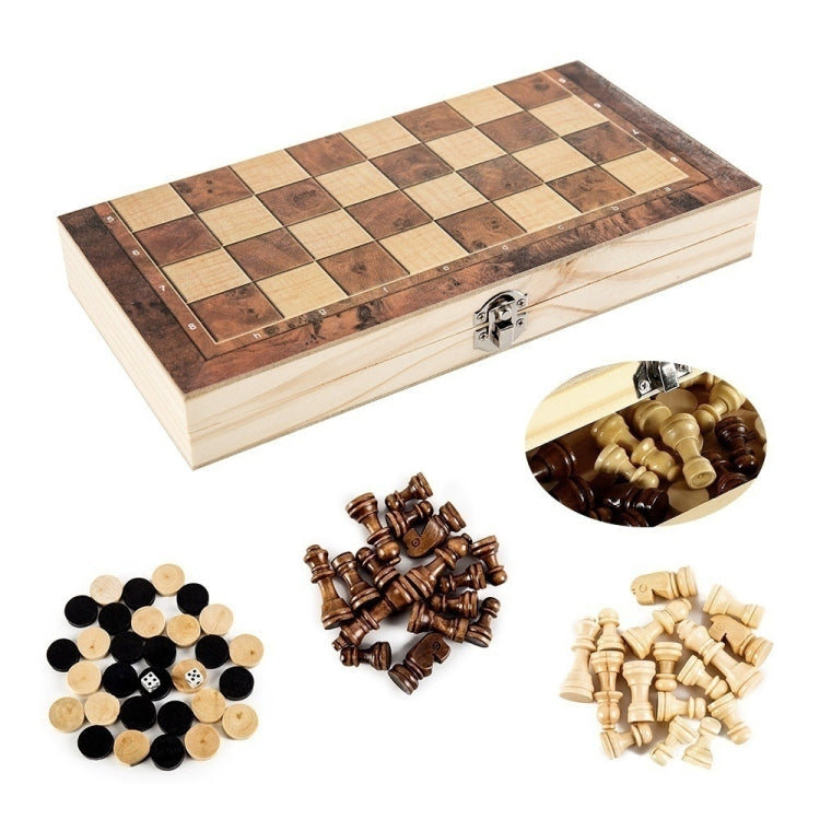 3 In 1 Wooden Chess Set Foldable Chess Board For Kids Adults, 24 x 24cm, 34 x 34cm, 39 x 39cm, 44 x 44cm