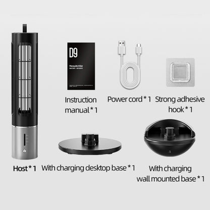 Lampe anti-moustiques UV portable D9, rechargeable, silencieuse, avec minuterie à 3 vitesses