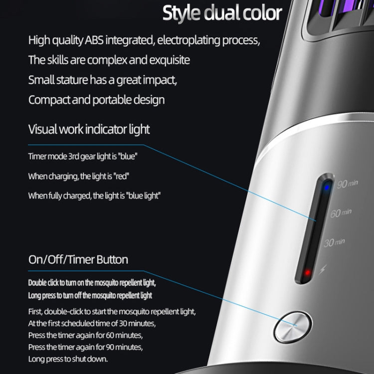 Lampe anti-moustiques UV portable D9, rechargeable, silencieuse, avec minuterie à 3 vitesses