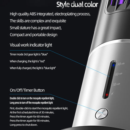 Lampe anti-moustiques UV portable D9, rechargeable, silencieuse, avec minuterie à 3 vitesses