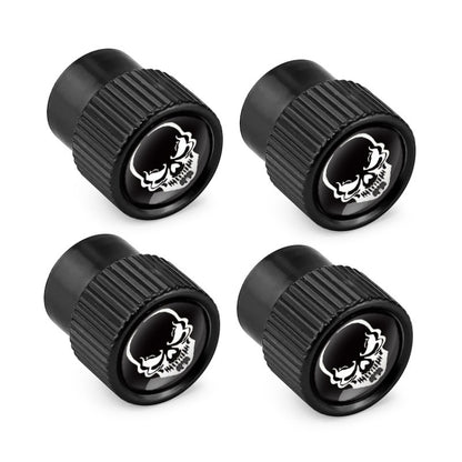 4pcs /Set Skeleton Car Tire Universal Aluminum Valve Cap, Black, Silver