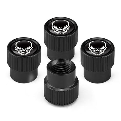 4pcs /Set Skeleton Car Tire Universal Aluminum Valve Cap, Black, Silver