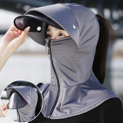 Ice Silk Sun Shade Hat Summer Face Mask Hat Cycling Sun Hat, One Size