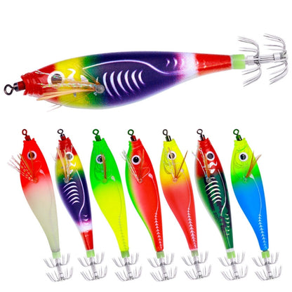 7 couleurs /Set HENGJIA SJ051 Leurre dur crevette lumineuse en bois avec hameçon à calamar, 9,5 cm 10 g