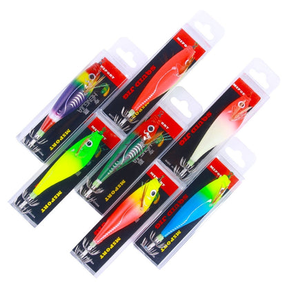 7 couleurs /Set HENGJIA SJ051 Leurre dur crevette lumineuse en bois avec hameçon à calamar, 9,5 cm 10 g