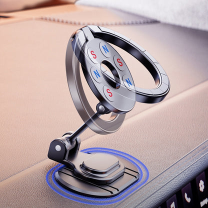 Magnetic Folding Car Phone Holder Rotatable Dashboard Stick-On Navigation Stand, D50-1