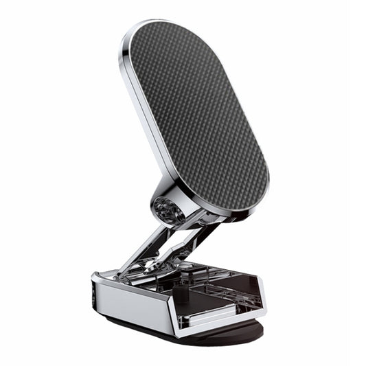 Support de téléphone de voiture magnétique pliable D11, support de navigation rotatif pour tableau de bord, noir mat, argent mat
