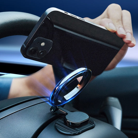 Support de téléphone de voiture magnétique pliable, rotatif, pour volant, support de navigation adhésif, D21