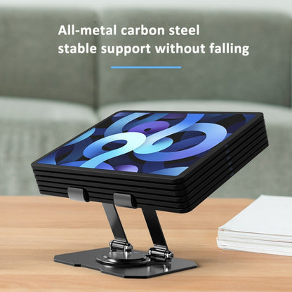 Soporte de metal para tableta con refrigeración, base giratoria y ajustable, JS-258 plateado, JS-258 negro