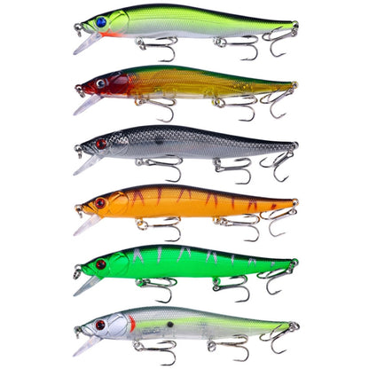 6 couleurs/Ensemble HENGJIA MI169 Leurre flottant Minnow artificiel dur, 12cm 13.6g