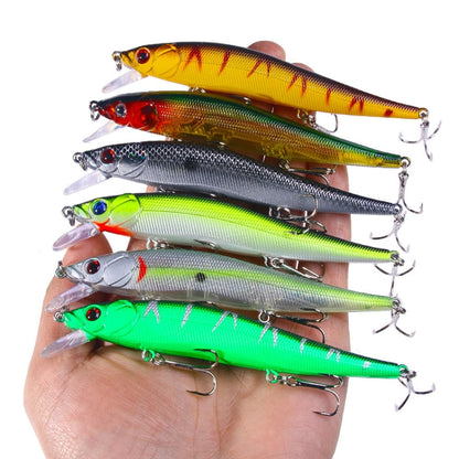 6 couleurs/Ensemble HENGJIA MI169 Leurre flottant Minnow artificiel dur, 12cm 13.6g