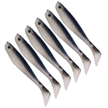 6 pcs/Paquet HENGJIA Leurre souple artificiel T-Tail pour pêche en eau douce, 10cm 5.3g