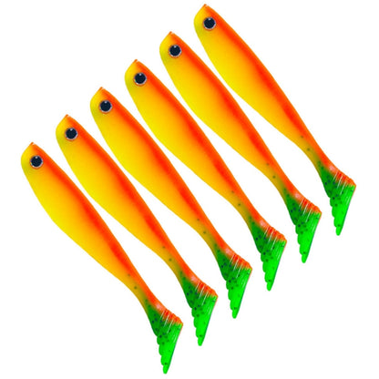 6 pcs/Paquet HENGJIA Leurre souple artificiel T-Tail pour pêche en eau douce, 10cm 5.3g