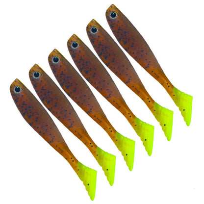 6 pcs/Paquet HENGJIA Leurre souple artificiel T-Tail pour pêche en eau douce, 10cm 5.3g