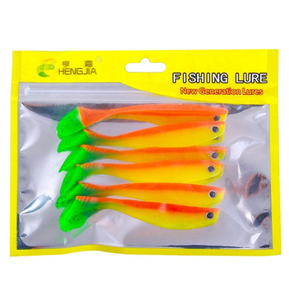 6 pcs/Paquet HENGJIA Leurre souple artificiel T-Tail pour pêche en eau douce, 10cm 5.3g