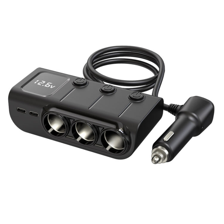 120W Digital Display Cigarette Lighter Car Fast Charging Charger
