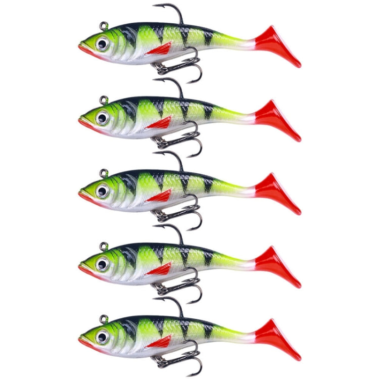 5 pièces/paquet HENGJIA SO071 Leurre de pêche souple à queue en T, 8,5 cm 10,6 g