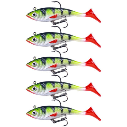 5 pièces/paquet HENGJIA SO071 Leurre de pêche souple à queue en T, 8,5 cm 10,6 g