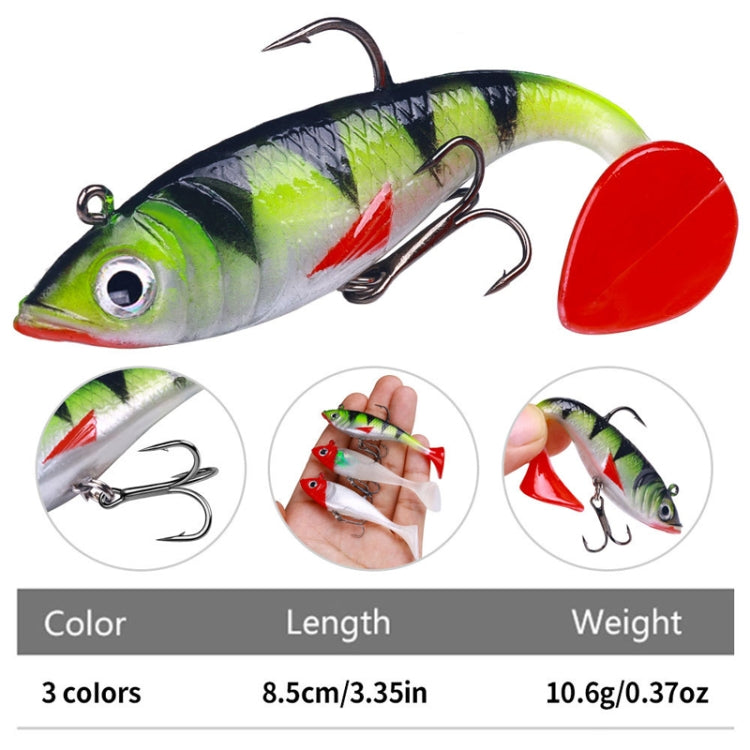 5 pièces/paquet HENGJIA SO071 Leurre de pêche souple à queue en T, 8,5 cm 10,6 g