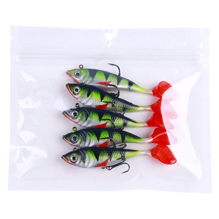 5 pièces/paquet HENGJIA SO071 Leurre de pêche souple à queue en T, 8,5 cm 10,6 g