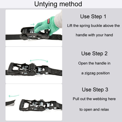 Motorcycle Ratchet Tensioner Cargo Bundling And Luggage Fixing Straps, 1m, 2m, 3m, 4m, 5m