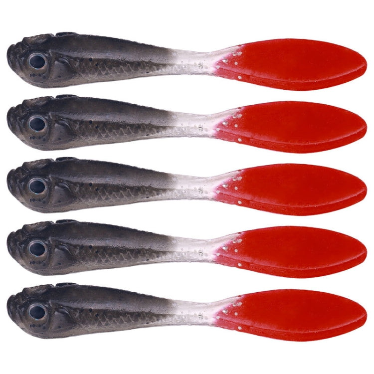 5 pièces/paquet HENGJIA SO177 Leurre de pêche souple bicolore imitation eau douce, 7 cm