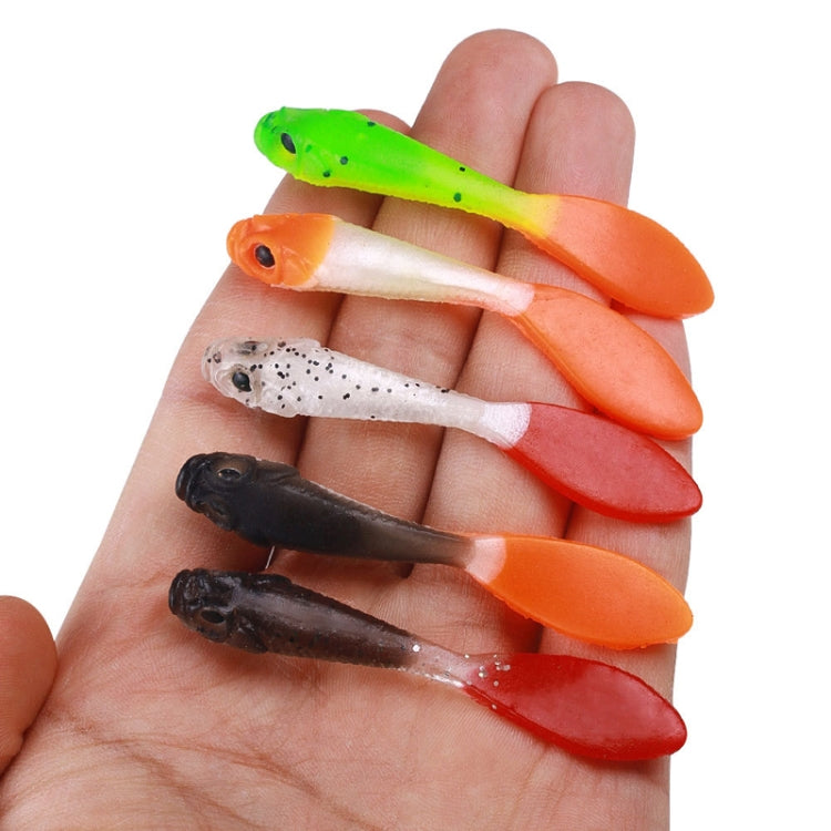 5 pièces/paquet HENGJIA SO177 Leurre de pêche souple bicolore imitation eau douce, 7 cm