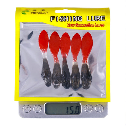 5 pièces/paquet HENGJIA SO177 Leurre de pêche souple bicolore imitation eau douce, 7 cm